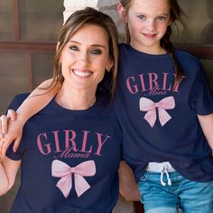 Unleash your girly side with the Girly Mama & Mini Tees. Featuring adorable bows and perfect for matching with your mini me, these tees are made for the ultimate girly duo. Perfect for moms and daughters who love to have fun and look cute! Design is Printed Direct to Garment. Mini Tees, Moms And Daughters, Graphic Apparel, Cute Design, Mini Me, Unisex Style, Have Fun, Custom Clothes, Unisex Fashion