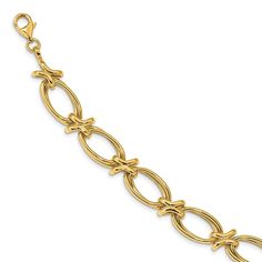 Leslies Leslie's 14k Polished Fancy Link Bracelet Chainmail Jewelry, Aluminum Jewelry, Bracelet Box, Gold Chain Jewelry, Look Beautiful, Elegant Bracelet, Khalid, Gold Polish, Jewelry Inspo