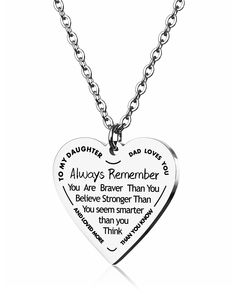 a heart shaped necklace with the words always's remembrance written on it and an engraved message