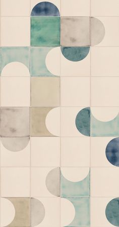 Layout of Smink Studio Eclipse tiles in greens and blues. Coloured Floor Tiles, Colourful Tile Floor, Graphic Tile Bathroom, Colorful Tile, Graphic Bathroom Floor Tile, Ceramic Pattern, Bauhaus Bathroom Tiles, Colourful Tile, Pattern Design Inspiration