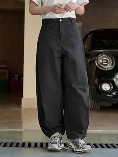 Style: High Waist Casual Baggy Pants with PocketsItem Type: Baggy pants women, baggy pants, baggy pants cargo, women baggy pants, women baggy cargo pants, pants for ladiesLength: LongClosure Type: Button FlyFront Style: FlatFit Type: Loose FitWaist Type: HighElasticity: No Detail: PocketsPattern Type: SolidMaterial: Polyester