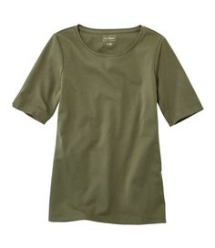 Knit from soft, high-quality combed cotton, our best-value jewelneck t-shirt is designed to look great and keep its vibrant color wash after wash. Slightly Fitted: Softly shapes the body. Falls at hip. 100% cotton. Interlock-knit from fine, strong yarns that are ultrasoft and resist pilling. Machine wash and dry. Printed label. Imported. Classic Green Stretch Top, Green Stretch Classic Top, Relaxed Fit Scoop Neck T-shirt For Fall, Fall Scoop Neck T-shirt With Relaxed Fit, Fall Relaxed Fit Scoop Neck T-shirt, Spring Relaxed Fit Organic Cotton T-shirt, Cheap Organic Cotton Relaxed Fit T-shirt, Green Cotton T-shirt With Scoop Neck, Spring Soft-washed Organic Cotton T-shirt