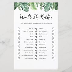 a printable palm leaf word to do list