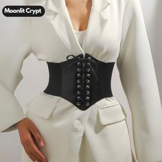 Elastic Waist Cincher Corset Belt 🎃 ✨ Perfect Halloween corset top underbust belt. 🖤 Genuine leather for a comfortable fit. 🔴 Elastic waist reducing belt for a stunning silhouette. 🎁 A thoughtful gift for her bold fashion! Width: 12-19.5 cm  Length: 72 cm Details:Knot, Grommet Eyelet Buckle Type:No Breasted Color:Black Pattern Type:Geometric Stretch:Medium Stretch Material:PU Leather Belts Width:Wide Belt Type:Medium Style Element:Star Composition:100% Polyamide Underbust Belt, Halloween Corset, Cincher Belt, Cincher Corset, Waist Cincher Corset, Thoughtful Gifts For Her, Corset Belt, Waist Cincher, Suspender Belt