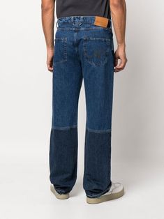 Axel Arigato two-toned straight-leg Jeans - Farfetch Futuristic Style, Axel Arigato, Five Points, Mens Denim, Patch Logo, Straight Leg Jeans, Leg Jeans, Mens Pants, Levi Jeans