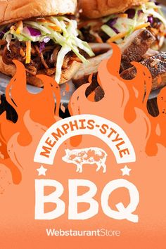 Pulled pork sandwich with text "Memphis style BBQ" American Barbecue, Dry Rubs, Memphis Style, Bbq Recipes, Pulled Pork