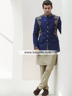 Prince Coat for Wedding Events UK USA Canada Australia Norway Sweden Saudi Arabia Royal Fitted Long Sleeve Sherwani, Royal Long Sleeve Fitted Bandhgala, Elegant Winter Outerwear For Reception, Prince Coat, Beverly Hills California, Pajama Suit, Fancy Buttons, Indian Groom, Groom Outfit