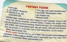 a sign with instructions on how to make fudge