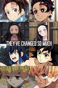 some anime characters with different expressions on their faces and the words they've changed so much