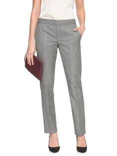 Ryan Charcoal Glenplaid Slim Straight Suit Pant | Banana Republic Factory Elegant Tailored Pants With Patch Pockets, Workwear Bottoms With Patch Pockets And Flat Front, Elegant Workwear Bottoms With Patch Pockets, Straight Dress Pants With Patch Pockets For Work, Elegant Fitted Pants With Patch Pockets, Classic Workwear Pants With Patch Pockets, Workwear Pants With Patch Pockets And Straight Hem, Tailored Pants With Pockets For Work, Fitted Workwear Pants With Patch Pockets