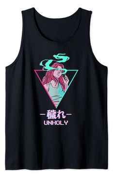 Unholy Japanese Otaku Anime Girl Vaporwave Aesthetic Tank Top Vaporwave Aesthetic, Anime Child, Japanese Aesthetic, Japanese Anime, Otaku Anime, Aesthetic Anime, Heather Grey, Boy Or Girl, Tank Top