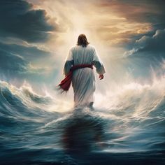 Jesus Christ Walking On The Sea Picture Biblical Artwork, Christian Art Gifts