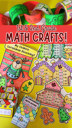 the first grade math craft is made with colored paper and washi tape to help students learn