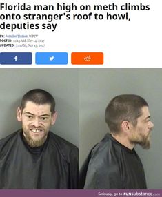 two men in black haircuts and one wearing a balding man's head