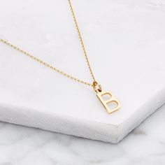 Solid Gold Small Initial Letter Charm Necklace | Lily & Roo | Wolf & Badger Gold Initial Necklaces, Diamond Moon Necklace, Initial Letter Necklace, Real Gold Necklace, Letter Charm Necklace, Gold Initial Pendant, Luxury Jewelry Box, Dainty Diamond Necklace, Initial Necklaces