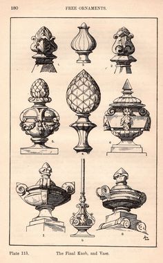 an old book with different types of vases