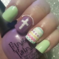 Clubbing Nails, Nail Designs Easter, Cross Nail Designs, Nail Art Easter, Palm Tree Nail Art, Easter Nail Art Designs, Tree Nail Art, Palm Tree Nails, Cross Nails