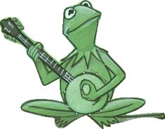 the frog is playing an ukulele guitar