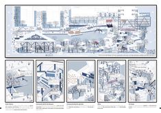 an architectural diagram shows the various sections of a building that are connected to each other