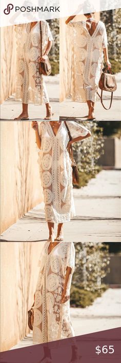 The Sayulita Kaftan Coverup Just In!! The Sayulita Kaftan Coverup. Gorgeous white lace featuring bold medallion patterns. This boho piece is super soft to the touch and quick to dry. Excellent boutique quality item. One size fits most. Flat measurements: 46” length. 29” armpit to armpit. Limited quantities available!! 🧳Create a bundle and save!!🧳 Dresses Garden Compost, Leopard Dress, 70 Dress, Style Dresses, Express Dresses, 50's Dress, 15 Dresses, Dress With Bow, Floral Maxi Dress