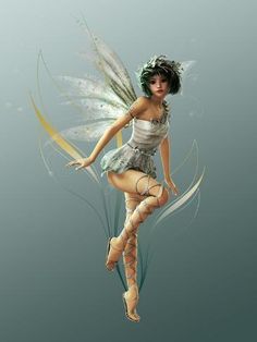 a woman dressed as a fairy flying through the air