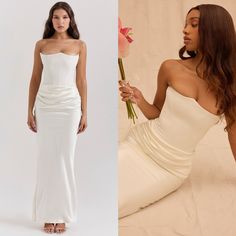 Whether You're Attending A Gala Or Black Tie Event, Our 'Persephone' Dress Is Fitting For Any High Octane Occasion. Cut From Stretch Crepe And Ultra Luxe Silky Satin, It Has A Stunning Strapless Neckline And A Perfectly Boned Bodice To Cinch The Waist. Condition: Nwot - Mending At The Bottom Front Of The Dress Catcode: Prs02 *Please Read Store Policy Before Purchase #Vacationdress #Polkadotdress #Trendydress #Highqualitydress #Jluxlabel #Lululemon #Skims #Houseofcb #Areyouami #Cultgia #Orseundir Sweetheart Neckline Midi Dress, House Of Cb Persephone, Persephone Dress, Corset Maxi Dress, House Of Cb Dresses, Boned Bodice, Strapless Corset, Strapless Neckline, House Of Cb