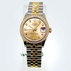 Rolex Lady-Datejust 31mm 18K Yellow Gold & Steel Champagne Diamond Dial & Diamond Bezel 278383-Da Vinci Fine Jewelry Formal Yellow Gold Diamond Watch With Date Display, Formal Gold Jewelry And Watches With Date Indicator, Gold Diamond Watch With Date Indicator For Formal Occasions, Anniversary Yellow Gold Diamond Watch With Date Indicator, Elegant Gold Diamond Watch With Date Indicator, Cheap Gold Diamond Analog Watch, Luxury Yellow Gold Jewelry And Watches With Jubilee Bracelet, Classic Yellow Gold Diamond Watch With Jubilee Bracelet, Gold Diamond Chronometer Watch