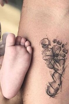 a person with a tattoo on their arm and foot next to a drawing of a woman