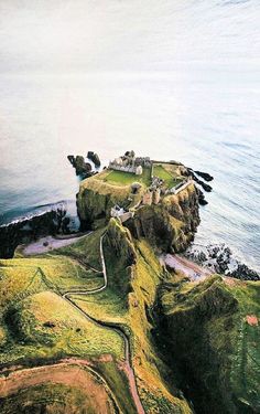 an aerial view of a small island in the ocean