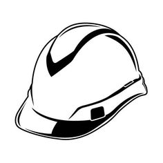 a black and white drawing of a hard hat