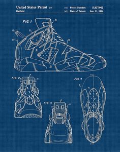 a blueprint drawing of a basketball shoe