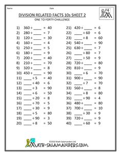 Math Maths Basics, Division Worksheets Grade 4, Multiplication And Division Worksheets, Math Division Worksheets, Fact Practice, Math Fact Practice, Math Practice Worksheets, 4th Grade Math Worksheets