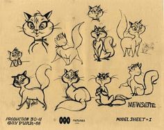 an old cartoon drawing of cats from the 1950's