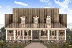 this is an artist's rendering of the front view of a house with porches