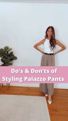 How To Dress Palazzo Pants, What Top To Wear With Palazzo Pants, Styling Flowy Pants, High Waist Palazzo Pants Outfit, Fall Palazzo Pants Outfit, Tops To Wear With Palazzo Pants, Palazzo Pants Outfit Ideas, Palazzo Pants Style, Plazzo Pant Outfit