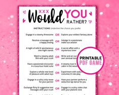 Ladies Night Games Ladies Night Games Activities, Ladies Night Games Free Printable, Would U Rather Questions Dirty, Girls Night Games Black People, Lady Night Games, Ladies Night Party Games, Ladies Night Games, This Or That Game