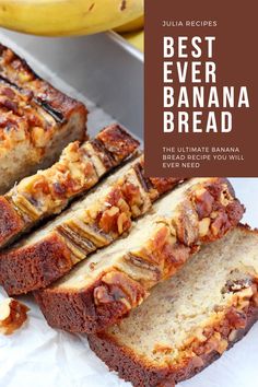 Sliced banana bread with walnuts Different Kinds Of Banana Bread, Award Winning Banana Bread Recipe, Banana Bread Recipe Uk, Ultimate Banana Bread Recipe, Nana Bread, Highest Rated Banana Bread Recipe, Jelly Bread, Banana Bread So Easy It’s Bananas, Banana Bread Natasha’s Kitchen