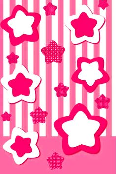 some pink and white stars on a striped background