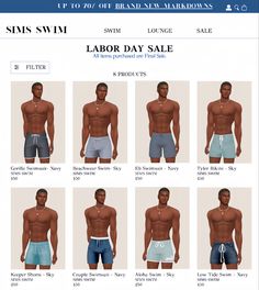 an image of men's swimsuits for the labor day sale on facebook