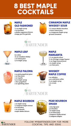 Best Maple Cocktails Maple Syrup Cocktail Recipes, Cocktails With Maple Syrup, Maple Syrup Alcoholic Drinks, Maple Liquor Cocktails, Maple Cocktails Drink Recipes, Maple Syrup Cocktails, Cocktail Syrup Recipes, Autumn Cocktails Recipes, Maple Drinks