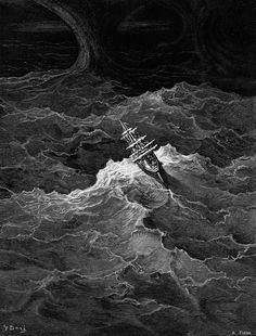 an old boat in the middle of a large body of water with waves around it