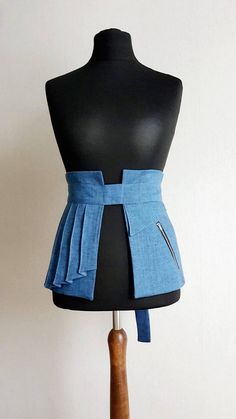 Obi Style Belt/ Wrapp Belt/ Unique Belt With Pockets/obi Style - Etsy Fitted Cotton Bottoms With Belt Detail, Belt With Pockets, Obi Style, Pleated Denim Skirt, Diy Aesthetic, Blue Belt, Denim Belt, Obi Belt, Upcycle Jeans