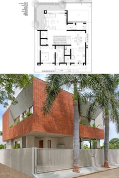 an architectural drawing shows the front and back sides of a house