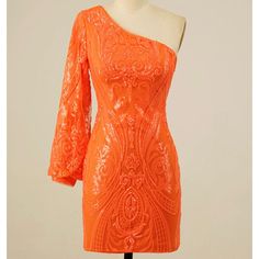 Beautiful Dress & Color Sequins One-Shoulder Long Sleeve Orange Homecoming Short Dress Ordered From Ozakke. Never Worn But Did Not Come With Tags. Price Is Negotiable Sleeve Hoco Dress, Long Sleeve Hoco Dress, Homecoming Short Dress, Hoco Dress, Orange Long Sleeve, Dress Order, Homecoming Dresses Short, Hoco Dresses, Homecoming Dress