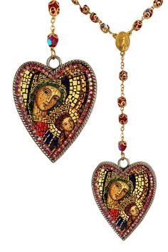 Embrace the divine embrace with our exquisite Our Lady of Perpetual Help Heart Necklace. This spiritually inspired necklace features a beautifully crafted heart medal with an image of the Blessed Mother and Child, enveloped in radiant red rhinestones and accompanied by a delicate red rosary. It's a piece that speaks directly to the hearts of those who hold Mary close. Created With: Beautiful 60x50mm (2.36x1.96 inches) heart pendant with an image of Our Lady of Perpetual Help adorned shinning red Perpetual Succour, Red Rosary, Our Lady Of Perpetual Help, Lady Of Perpetual Help, Handmade Rosary, Our Lady Of Sorrows, Printed Photo, Jewelry Accessories Ideas, Locket Charms