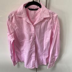 Like New, Never Worn Zara Blouse; Perfect For The Office In The Upcoming Fall. Soft Fabric. Made In Spain. Zero Imperfections. Pet And Smoke Free Home. 20” Bust Approximately 23” Length Zara Long Sleeve Top For Office, Zara Pink Collared Tops, Pink Collared Zara Top, Classic Pink Cotton Blouse, Classic Pink Long Sleeve Tops, Zara Long Sleeve Tops For Daywear, Zara Pink Shirt For Work, Zara Cotton Office Blouse, Zara Pink Cotton Shirt