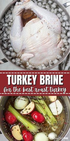 turkey brine with celery and potatoes in a pot