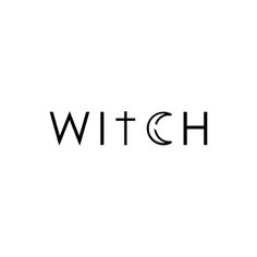 the word witch written in black on a white background