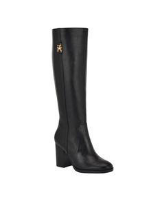 in stock Black Knee High Boots Low Heel, Knee High Boots Low Heel, Boots Low Heel, Tommy Hilfiger Boots, Plastic Heels, Fall Boots, Black Knee High Boots, Black Heel Boots, Block Heel Boots