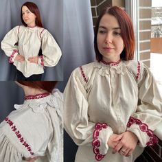 Stunning antique Romanian embroidered blouse Decorated with handmade embroidery and machine stitching Very colourful and beautiful in the Same time!! Amazing detailing Amazing puffy sleeves, incredibly lovely cuffs completely handmade, Antique linen fabric Great condition Completely handmade Will suit on s size!! Traditional Long Sleeve Peasant Top With Intricate Embroidery, Fitted Traditional Embroidered Peasant Top, Fitted Embroidered Traditional Peasant Top, Cotton Peasant Blouse With Intricate Embroidery, Cottagecore Long Sleeve Blouse With Floral Embroidery, Traditional Long Sleeve Blouse With Embroidered Border, Traditional Long Sleeve Peasant Top With Chikankari Embroidery, Peasant Blouse With Chikankari Embroidery, Peasant Blouse With Intricate Embroidery